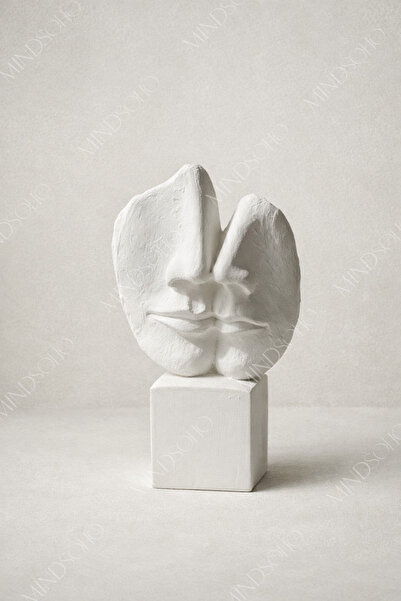 mindsoho Vernikli Dekoratif Soyut Yüz İskandinav Tarzı Biblo Heykel Figür | 19cm