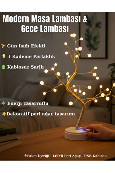 ŞIK MODA Masa Lambası Gece Lambası - Dokunmatik Şarjlı Kablosuz Led Lamba - D...