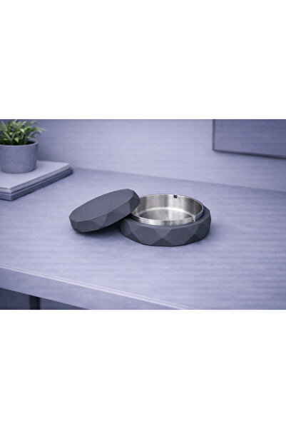 Nebron Geometrik Tasarım Modern Kül Tablası, Çelik İç hazne, Sert Plastik Dış...