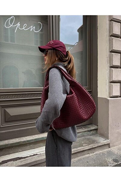 Rivina Geantă de mână și de umăr BAHES pentru femei, din piele împletită, mod...