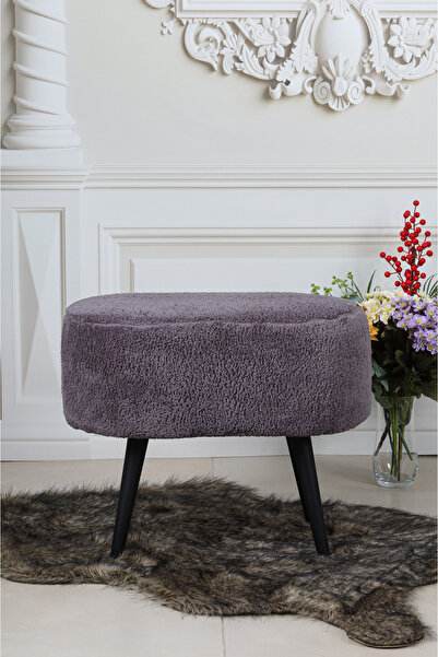 PufyHome DEFNE PELUŞ ANTRASİT (SİYAH GÜRGEN AYAKLI) ÇOK AMAÇLI RAHAT GENİŞ PU...