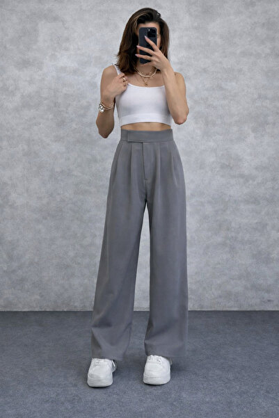 M&N Kadın Full Esnek Rahat Kumaş Cırt Kapama Palazzo Pantolon