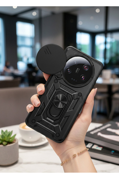 TechTrove Xiaomi Mi 13 Ultra Kılıf Magnetik Standlı Sürgülü Kamera Korumalı T...