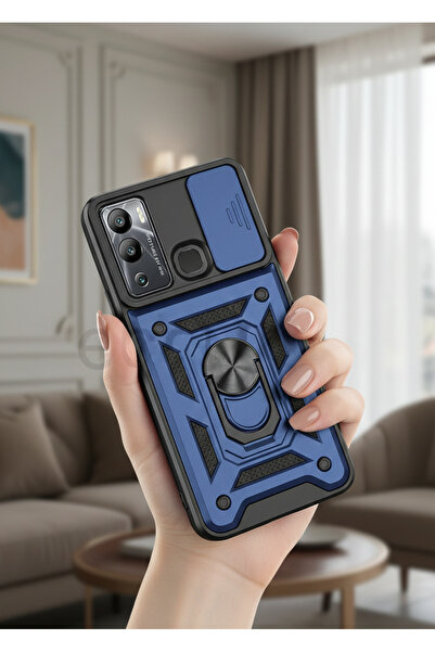 Hatreds İnfinix Hot 20i Kılıf Magnetik Standlı Sürgülü Kamera Korumalı TPU Ta...