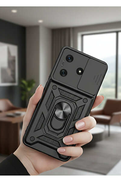 Hatreds Tecno Spark 10C Kılıf Magnetik Standlı Sürgülü Kamera Korumalı TPU Ta...