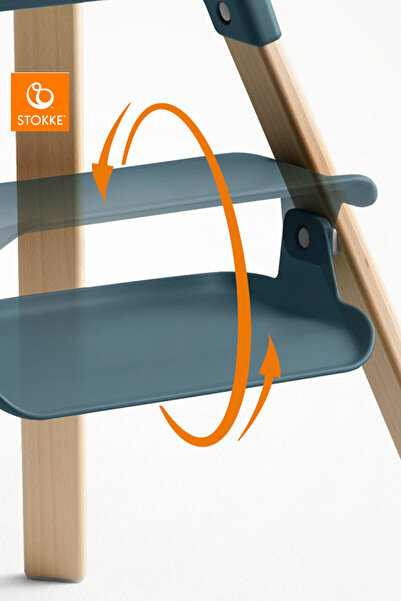 Stokke Clikk Mama Sandalyesi, 3 Kademeli Ayar, 5 Nokta Emniyet Kemeri, Tepsi ve Ayak Desteği Dahil