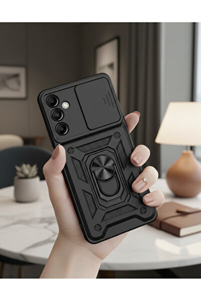AQUA AKSESUAR Galaxy A54 Uyumlu Kılıf Kızaklı Lens Korumalı Yüzüklü Tank Kılıf
