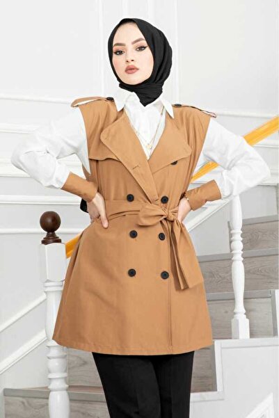 Esre Store Скромна двукомпонентна рокля с риза и сако Taba