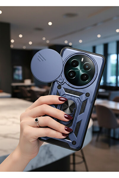 TechTrove Realme 12 Plus Kılıf Magnetik Standlı Sürgülü Kamera Korumalı Tank ...