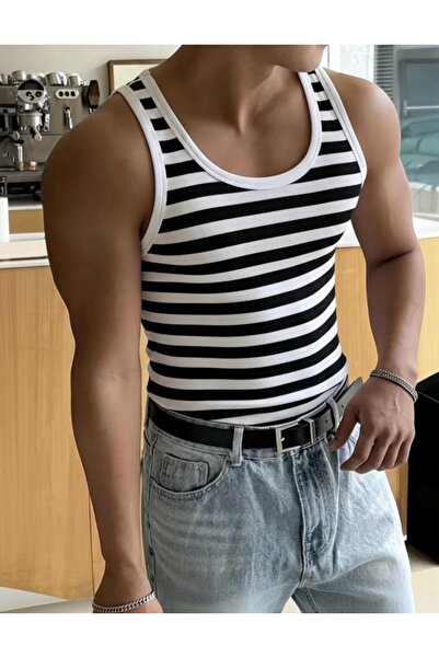 Riowela Men's Sportsman Undershirt Halter Neck Stretch Fabric Cotton Zebra Un...