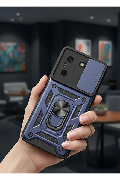 Hatreds Tecno Pova 5 Kılıf Magnetik Standlı Sürgülü Kamera Korumalı TPU Tank ...