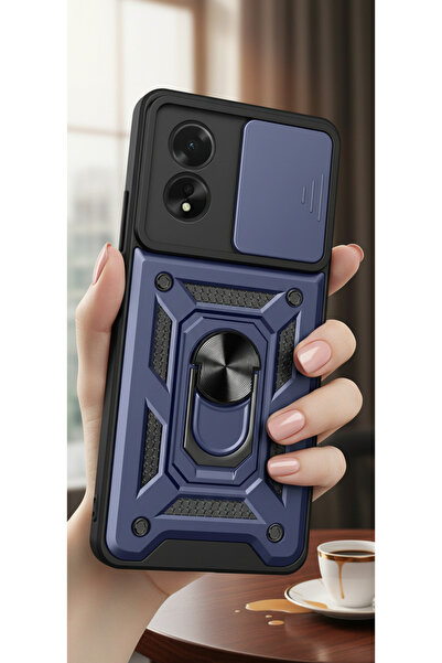 Hatreds Oppo A38 Kılıf Magnetik Standlı Sürgülü Kamera Korumalı TPU Tank Kapak