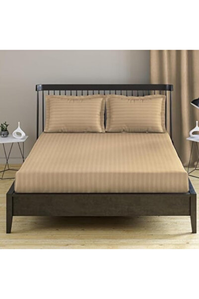 Kotonia Home Elastic bed cover, 100% cotton, Damask Satin, stripe size 1 cm, ...