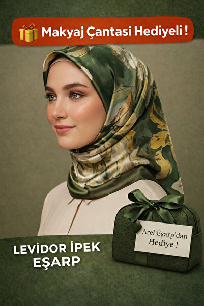 Levidor وشاح حرير سوري 100% - أخضر كاكي (حرير نقي، 90×90، بنسيج غير قابل للان...