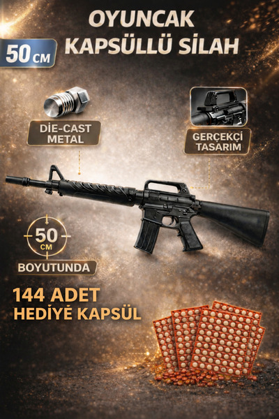 YILDIRIM OYUNCAK Metal Kapsül Atan 50 CM Büyük Boy 144 Paket Kapsül Hediyeli ...