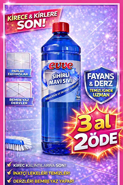 evve Sihirli Mavi Sıvı – 1 Litre | Duşakabin, Kireç ve Derz Temizleyici | Çok...