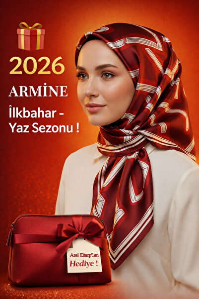 Armine 100% Sura Burgundy - Red - White Pure Silk Scarf 90X90 New Season 2026...