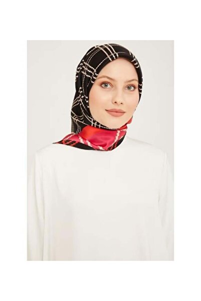 Armine Νοσταλγία Σούρα Μεταξωτό Κασκόλ IST 9040-39 Μαύρο Καρό Σχέδιο