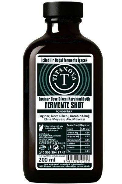 TİTANOVA ENGİNAR DEVE DİKENİ KARAHİNDİBAĞLI FERMENTE SHOT 200 ML