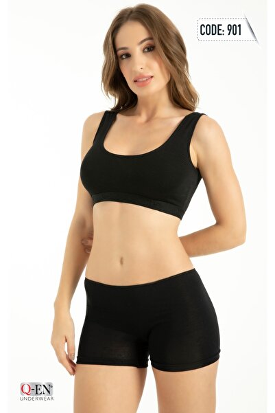 Q-EN Boxer negru din 2 piese pentru femei Gean Apparel Bamboo