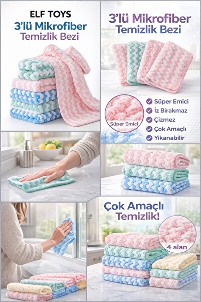 ELF TOYS Mikrofiber yumuşak dokulu temizlik bezi , leke tutmaz koku yapmaz ( ...