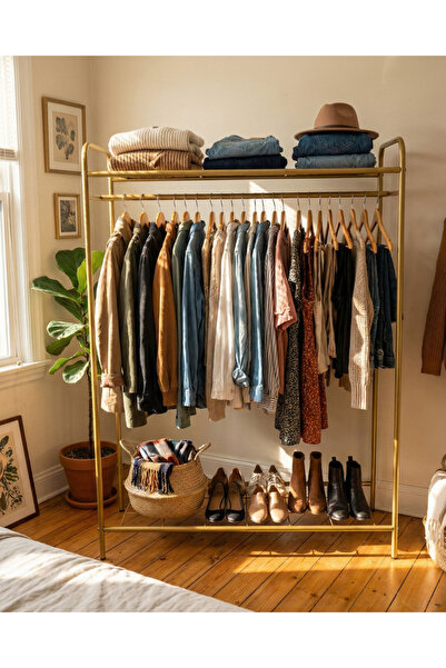 METALİZ YENİLİKÇİ TASARIMLAR Metal Elbise Askılığı & Ayakkabılık – Taşınabili...