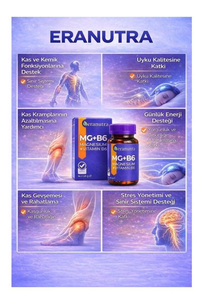 Eranutra Magnesium Complex 60 Tablet 125 Mg - Bisglycinate - Taurate - Malate - Citrate - B6