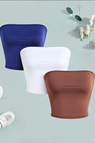 Olyssia Dámske 3-balenie bustierových topov bez ramienok / priliehavá, flexib...