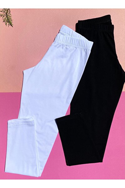 VicTroy Set cu 2 alb-negru - Colanți lungi de damă cu talie normală