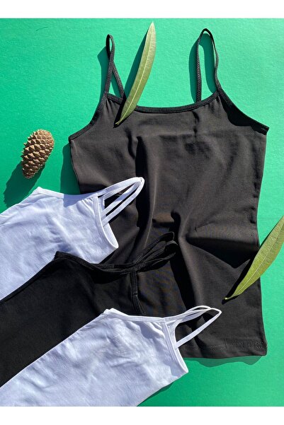 VicTroy قميص داخلي نسائي من القطن باللونين الأسود والأبيض مع 4 أشرطة حبل مرنة...