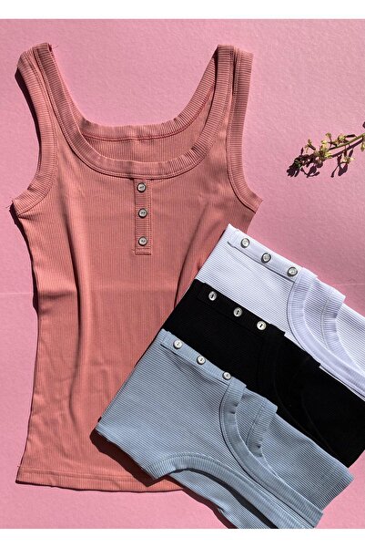 Ahmio 4 Πακέτα Dusty Rose Camisole Tank Top - Μαύρο, Λευκό, Γκρι (Μπλε) Χρώμα...