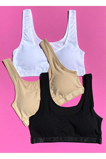VicTroy 3-Piece Skin, Black and White Cotton Half Tank with Pads (M=70/75,L=8...