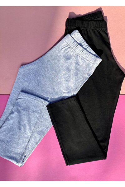 VicTroy Délka ke kotníkům, 2 balení černé a šedé bavlněné dlouhé legíny pro ženy