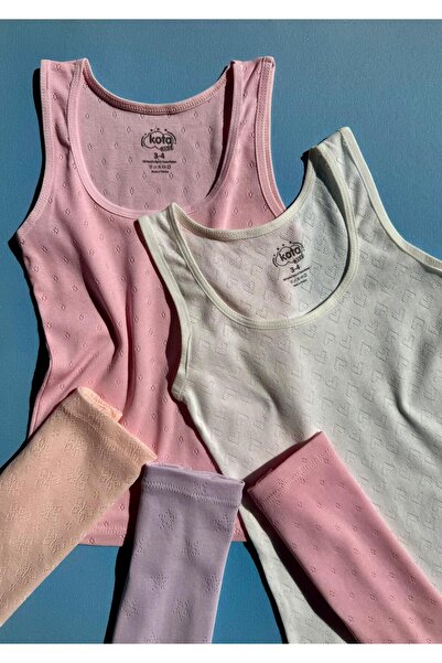 VicTroy Delikli Modelli 5'li Kız Çocuk Pamuklu Klasik Askılı Atlet