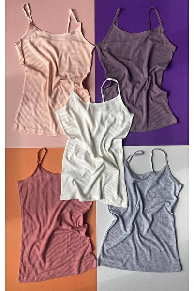 VicTroy Women's Cotton, Lycra 5-Piece Corded Rope Strap Undershirt (Black, Ec...