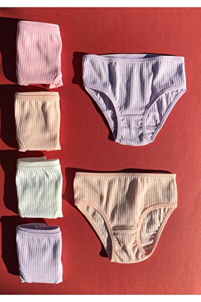 Ahmio 6-Piece Cotton Rib Camisole Girl's Triangle-Panty Set