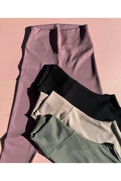 Ahmio Жіночі легінси з високою талією Murdum Cream Cagla зеленого та чорного ...