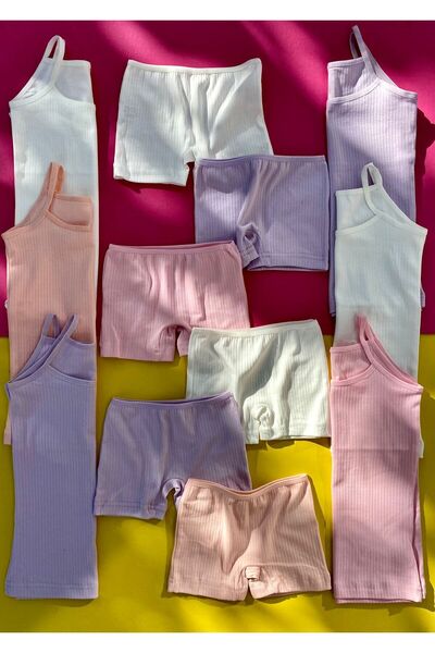 VicTroy Rebrasti set od 6 komada: pamučna potkošulja za devojčice i rebraste ...