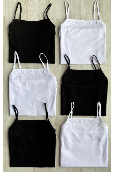 VicTroy 6 Back Model Cotton Rope Strap Lycra Undershirt (3 WHITE AND 3 BLACK)