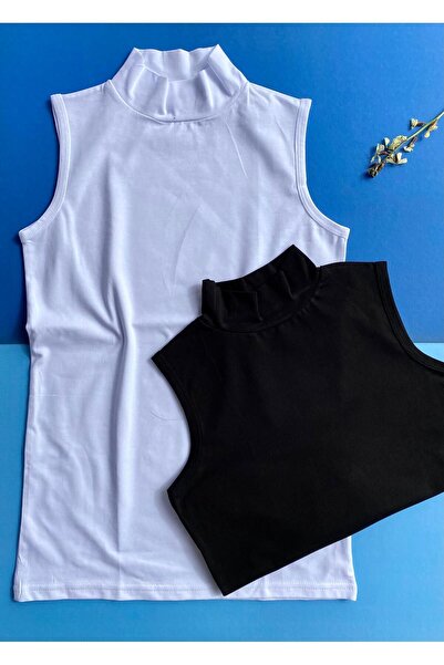 VicTroy Αμάνικο 2 τμχ Μαύρο και άσπρο Χρώμα ζιβάγκο με ψηλή μαλακή υφή Lycra ...