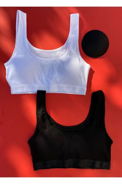 VicTroy Căptușit, 2 pachete, alb-negru, cu curele groase din bumbac, jumătate...