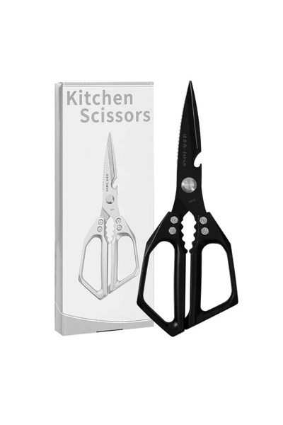 Choice مقص مطبخ وحرف يدوية شديد التحمل باللون الأسود - يقص عظام الدواجن والأق...