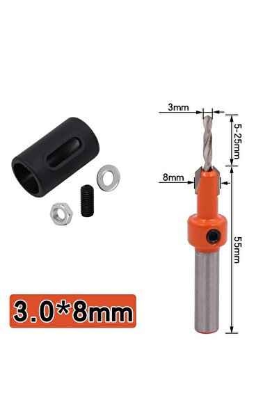 Choice مثقاب غاطس للخشب 3x8 بوصة + سدادة مثقاب، مثقاب لولبي ذو ساق دائرية، من...