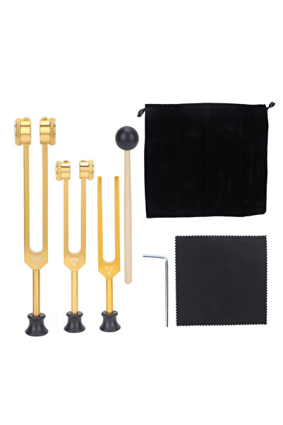 Choice Yellow Alloy Tuning Fork Set 128 256 512Hz Portable Tuning Fork Healin...