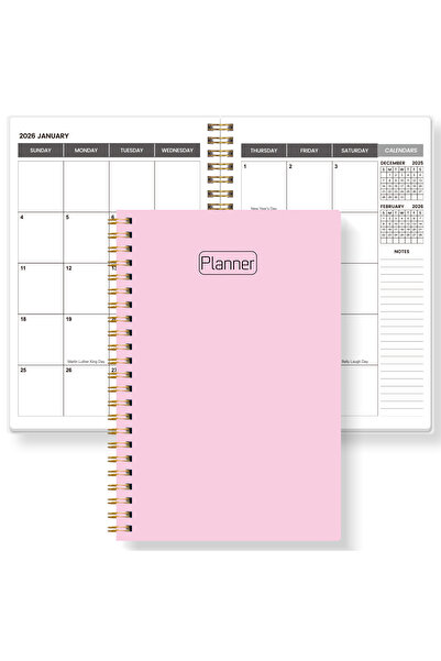 Choice مفكرة تخطيط أسبوعية وشهرية وردية اللون مقاس A5 لعامي 2026-2027 - من ين...