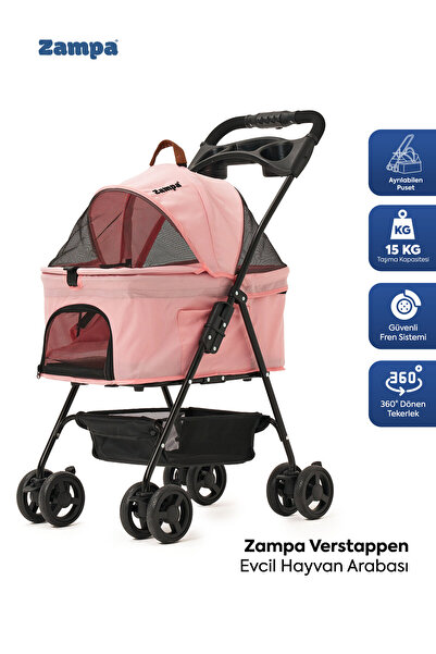 Zampa Verstappen Kedi & Köpek Arabası Pembe, 45x64x96cm