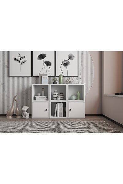 Nettrends 2 Kapakli Rafli Kitaplik 65 cm Beyaz Ktp-1048-ç