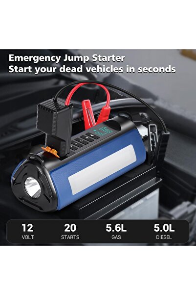 İdeas4comfort Compresor si redresor 4 in 1 inteligent portabil cu lampa de camping si baterie reincarcabila, Gabos
