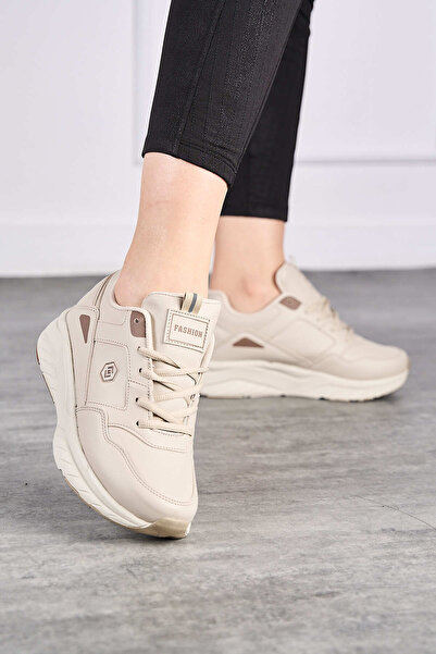 Nstil Γυναικεία αθλητικά παπούτσια Beige Tan - Lace-Up, Oval Toe, Χοντρή σόλα...