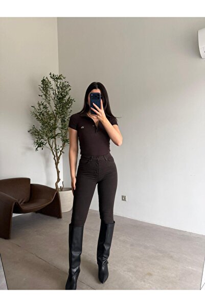 Bade Butik Acı Kahve efect modelator talie înaltă Skinny Jean